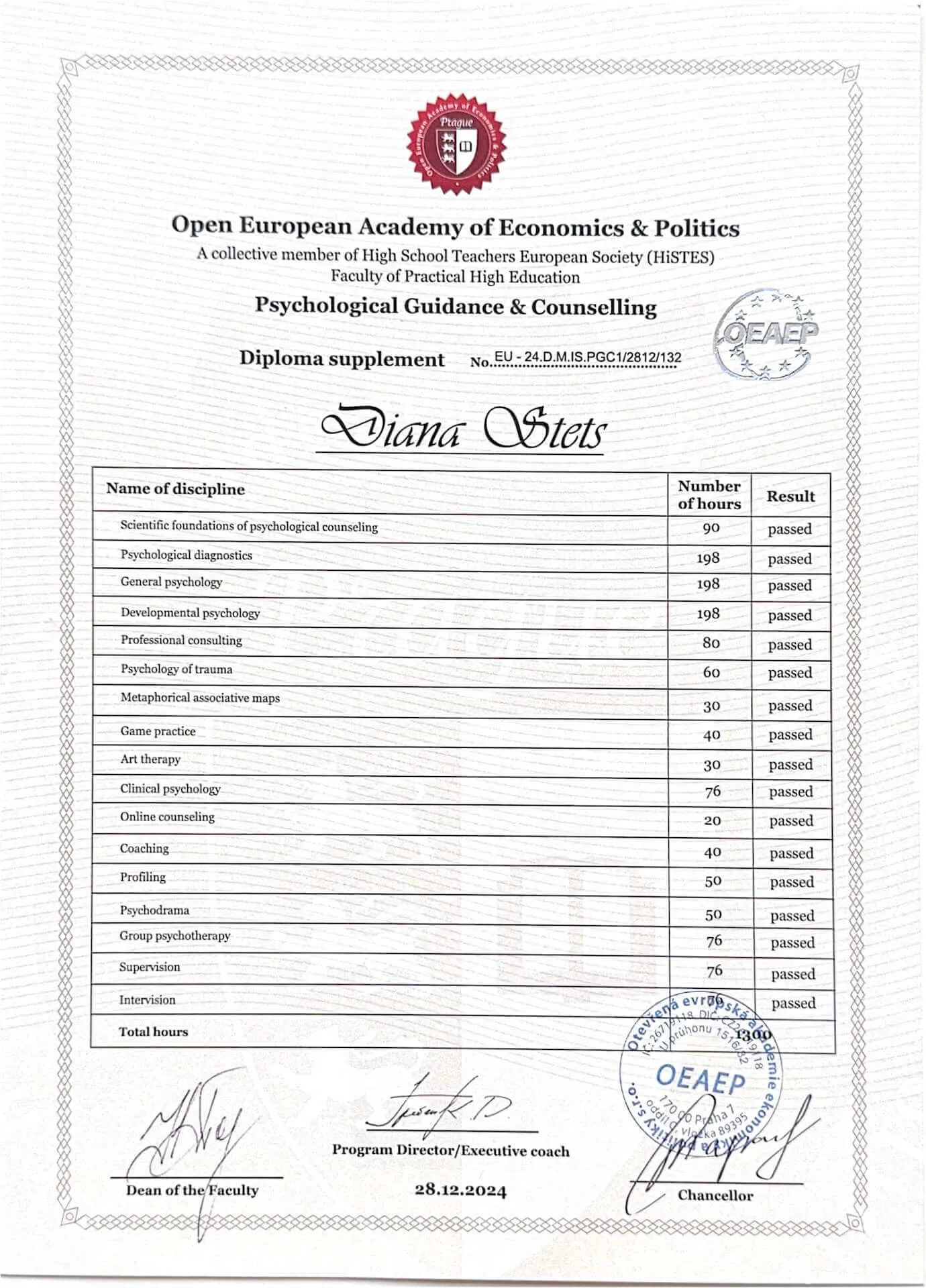 Open European Academy — международный сертификат